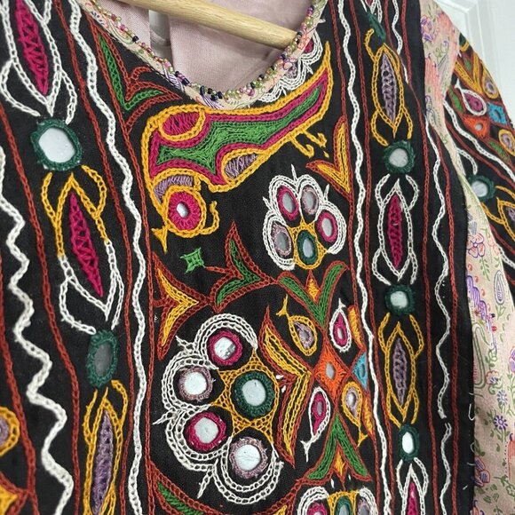 Chan Luu Womens Medium Embroidered Blouse Mirrored Beaded Multi-Color Bohemian - Picture 7 of 14